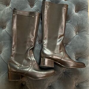 Nine West Tall Genuine Leather Boots Women’s Black Size 9M